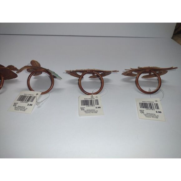 Set of 6 Coastal Beach Green Sea Turtle Fish Crab Nautical Napkin Ring Holders - Picture 4 of 4